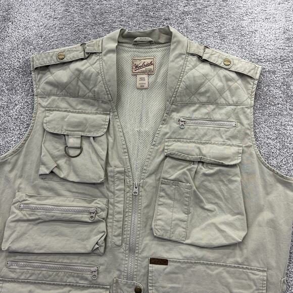 Vintage Woolrich Vest Mens Large Hunting Fishing Safari Straw Cotton Vented 584 - Picture 5 of 12